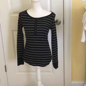 Black and white striped long sleeve cami